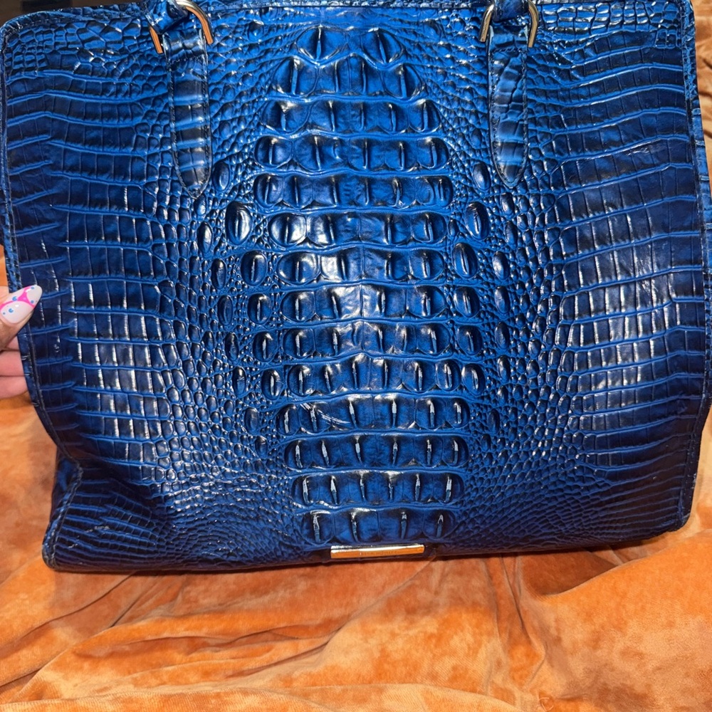 Brahmin Blue Crocodile-Embossed Tote